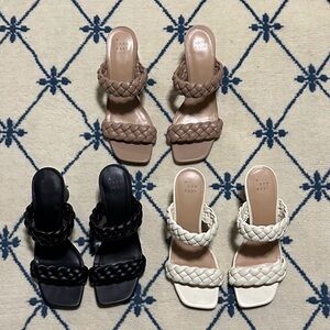 A New Day Braided Strap Sandals Lot - Black, Brown, and White